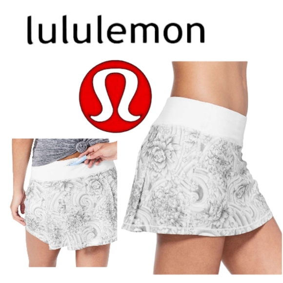 Lululemon Pace Rival Skirt w/Attached Short in Mini Twine White Multi/White 4 - Picture 1 of 16